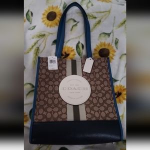 Coach Signature Jacquard Stripe Dempsey Tote NTW